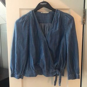 Denim Wrap Top
